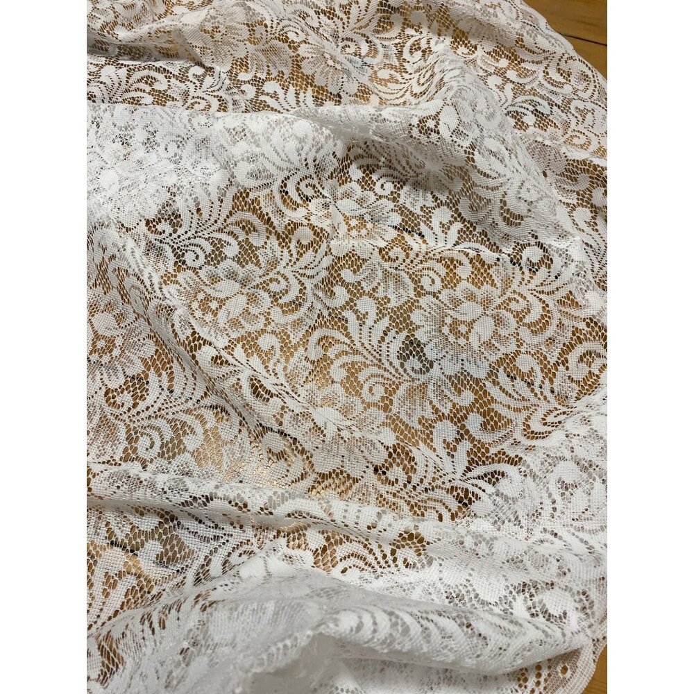 Vintage Denise Hofmann Laces Limited White Lace Curtain Panel Floral 40W X 84L